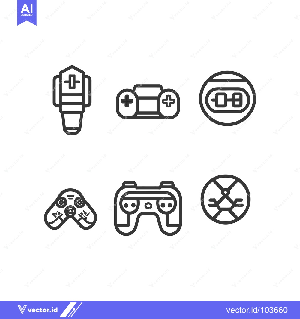 Premium Vector of Six Different Gaming Controller Icons in Black and White