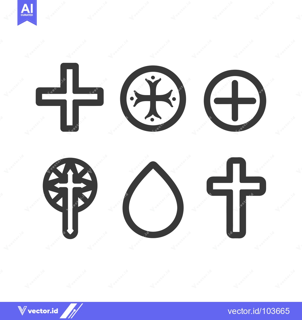 Premium Vector dari Six Different Styles of Christian Cross Icons