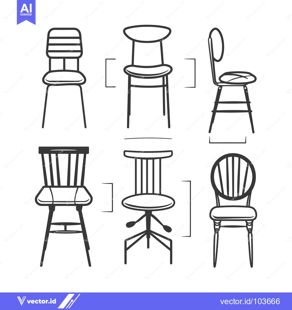 Premium Vector of Six Different Types of Chairs Illustrated in Black and White