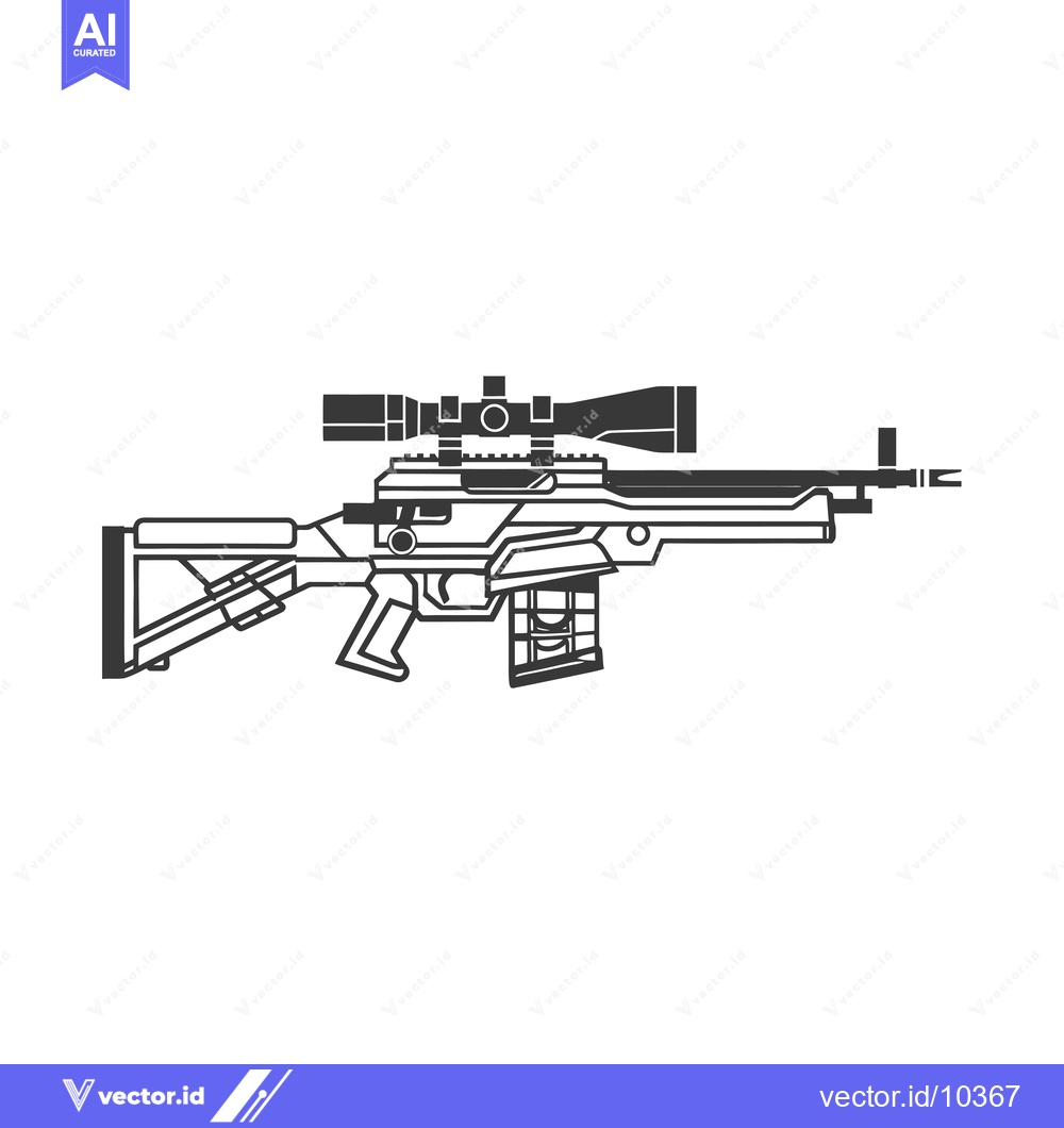 Premium Vector of A Black and White Illustration of a Sniper Rifle