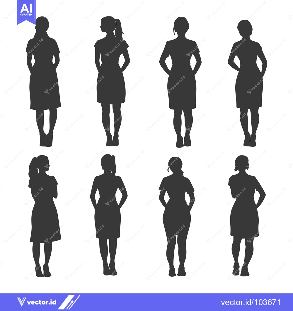 Premium Vector dari Six Female Silhouettes Standing in a Row