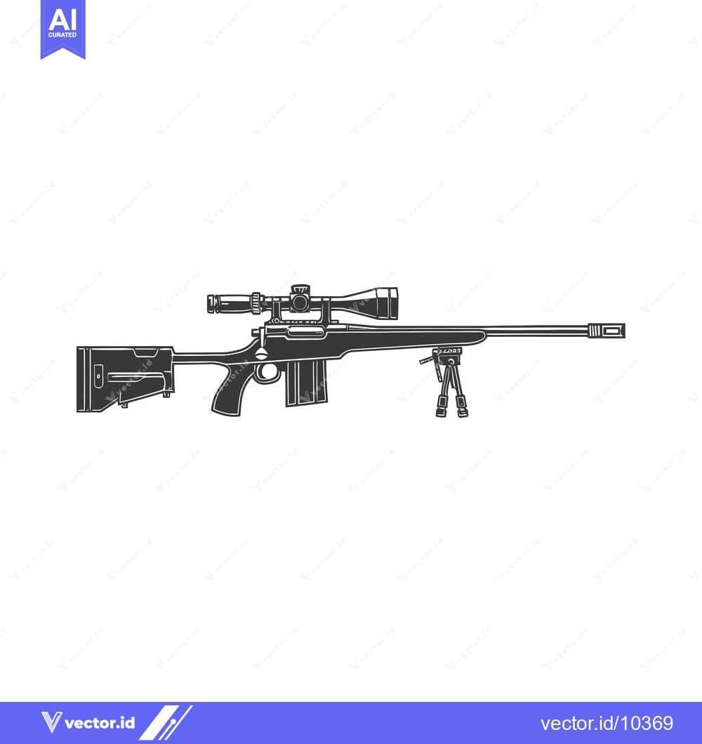 Premium Vector dari A Black and White Illustration of a Sniper Rifle with Scope