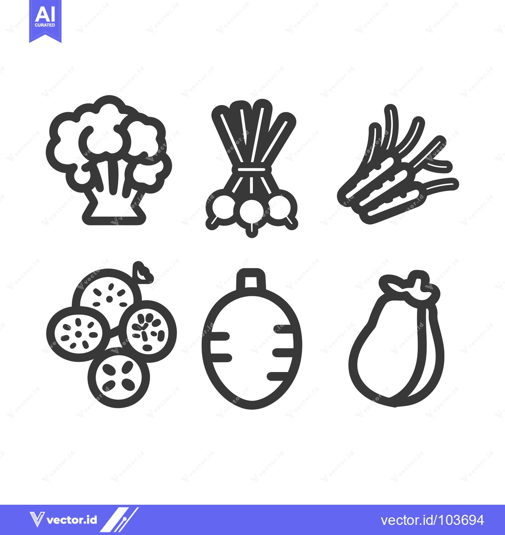 Premium Vector dari Six Line Drawings of Various Vegetables