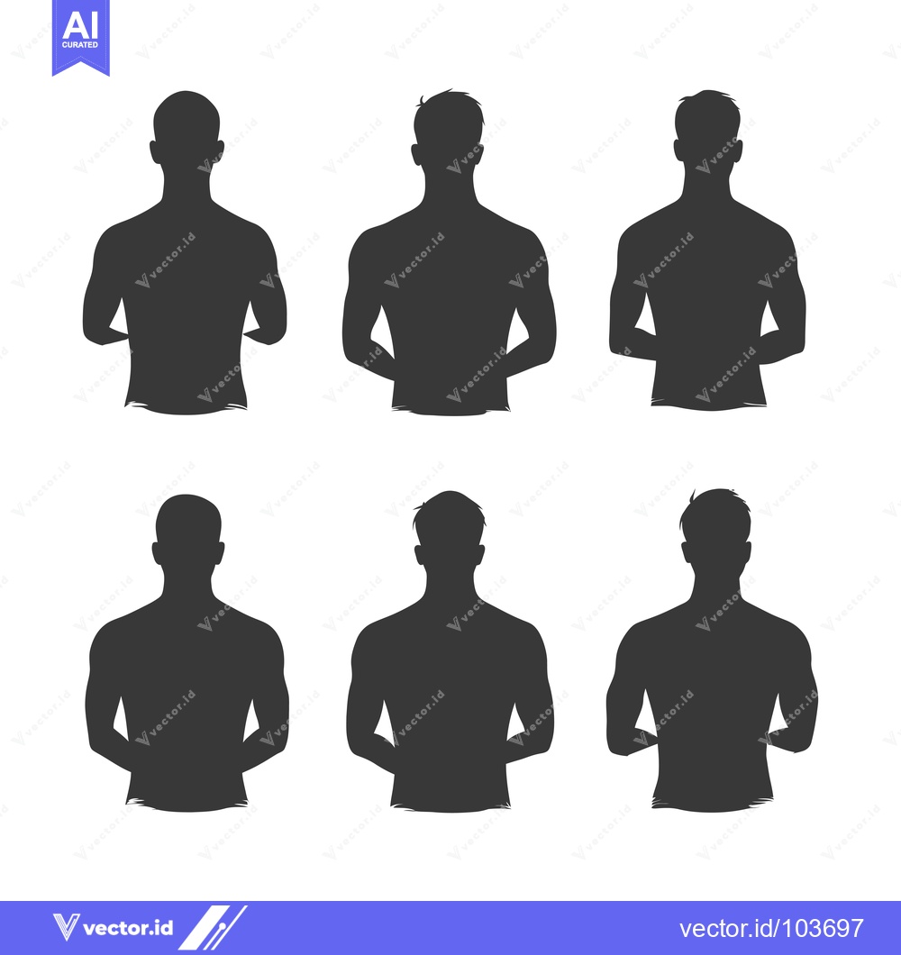 Premium Vector of Six Male Silhouettes with Hands Behind Their Backs
