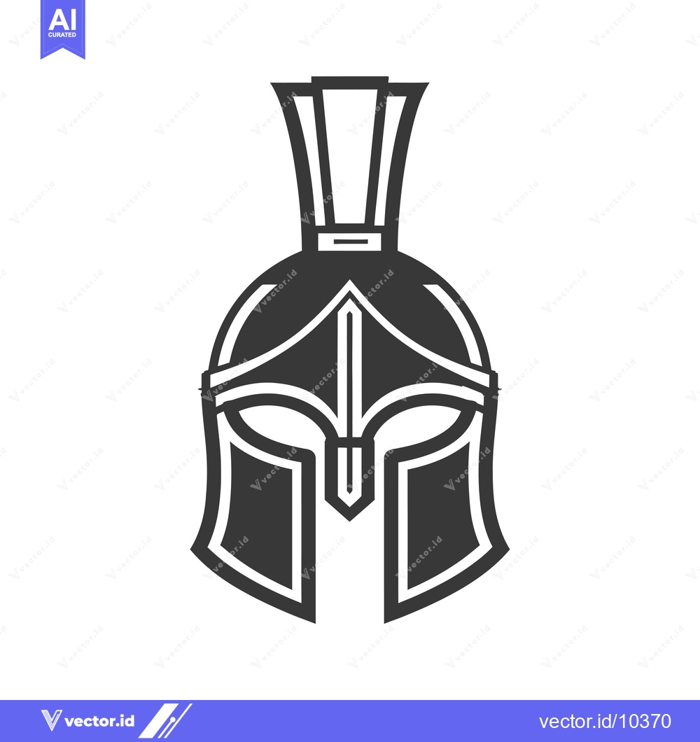 Premium Vector dari A Black and White Illustration of a Spartan Helmet