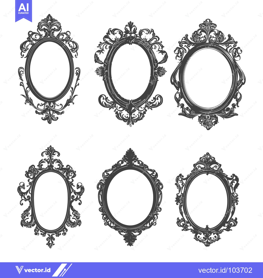 Premium Vector dari Six Ornate Oval Frames with Intricate Detailing