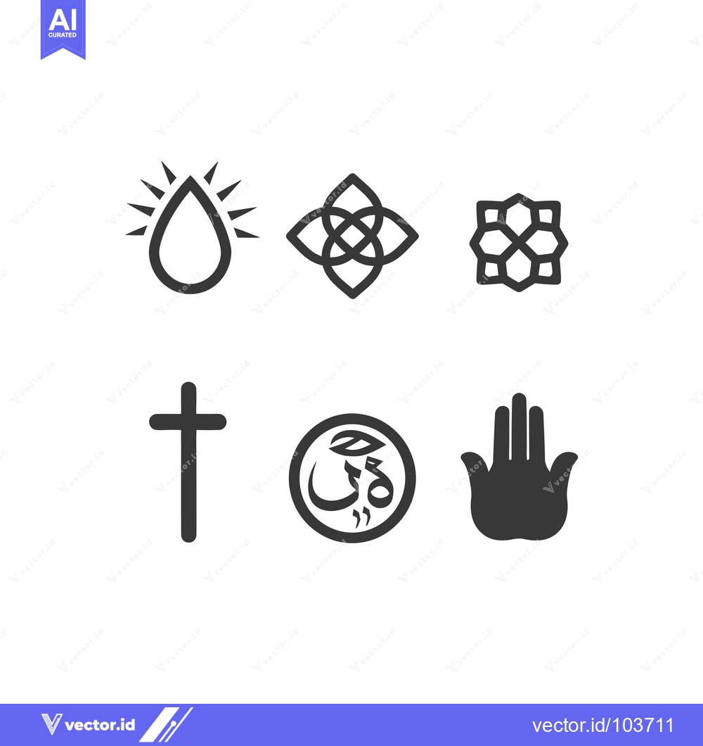Premium Vector dari Six Religious Symbols Representing Different Faiths