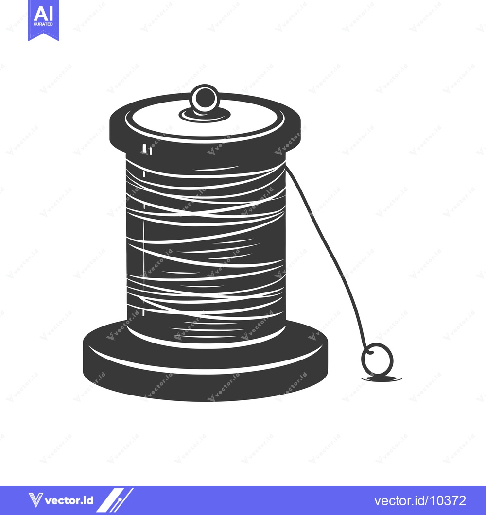 Premium Vector dari A black and white illustration of a spool of thread
