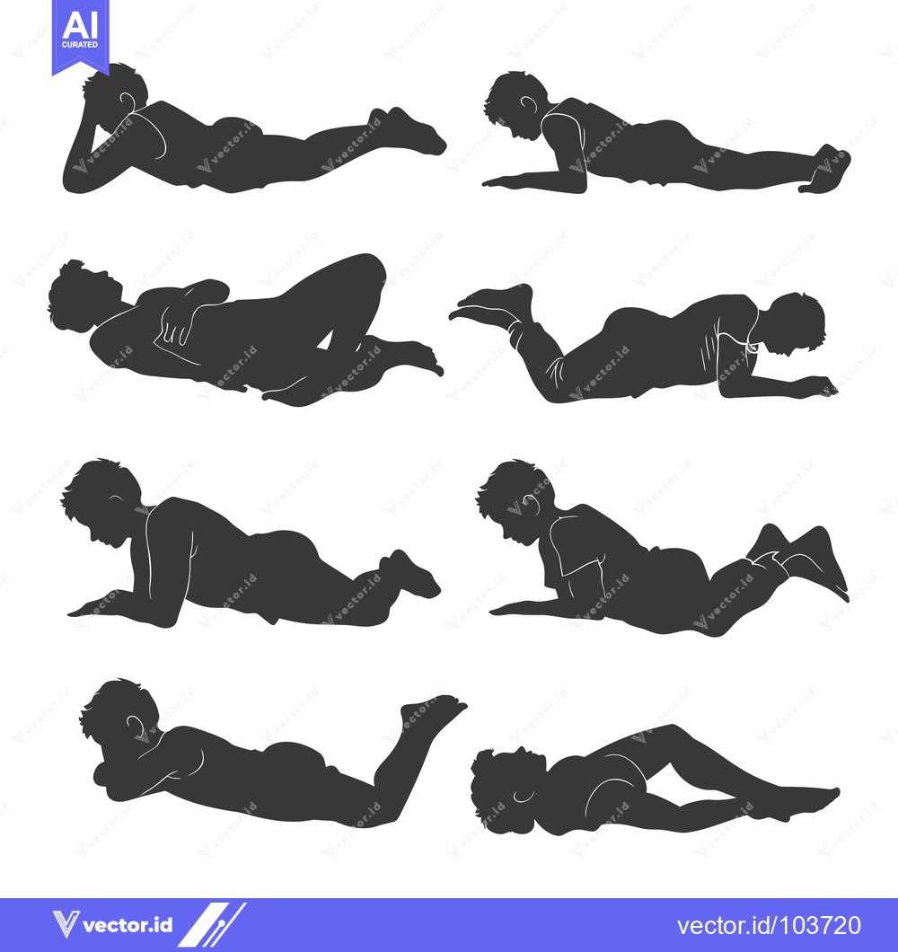 Premium Vector dari Six Silhouettes of a Boy Lying Down in Different Positions