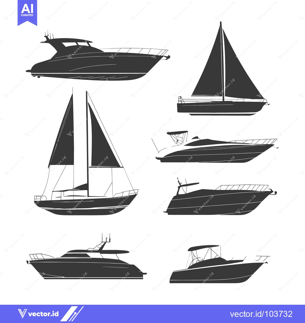 Premium Vector of Six Silhouettes of Different Boats