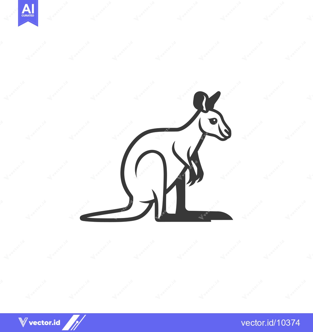 Premium Vector dari A Black and White Illustration of a Standing Kangaroo
