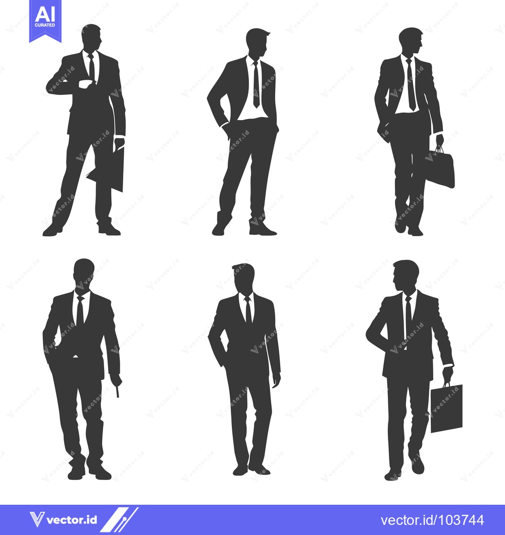 Premium Vector dari Six Silhouettes of Men in Suits and Ties