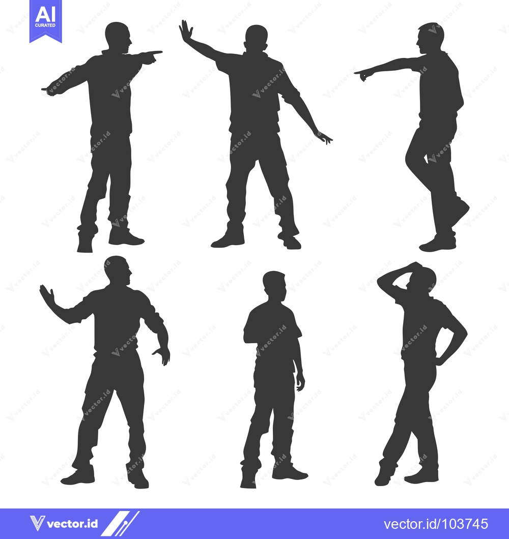 Premium Vector dari Six Silhouettes of Men in Various Poses