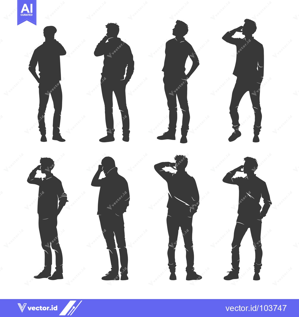 Premium Vector dari Six Silhouettes of Men Standing in Various Poses