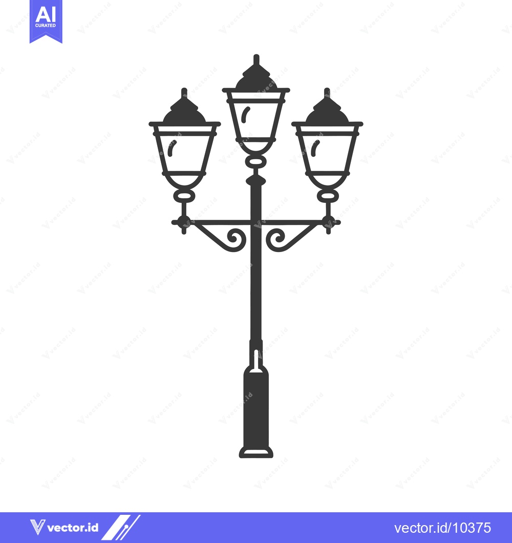 Premium Vector dari A black and white illustration of a street lamp with three lights