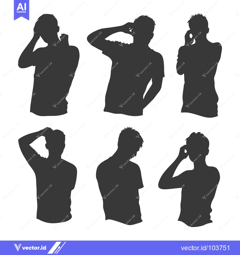 Premium Vector dari Six Silhouettes of Men with Different Poses