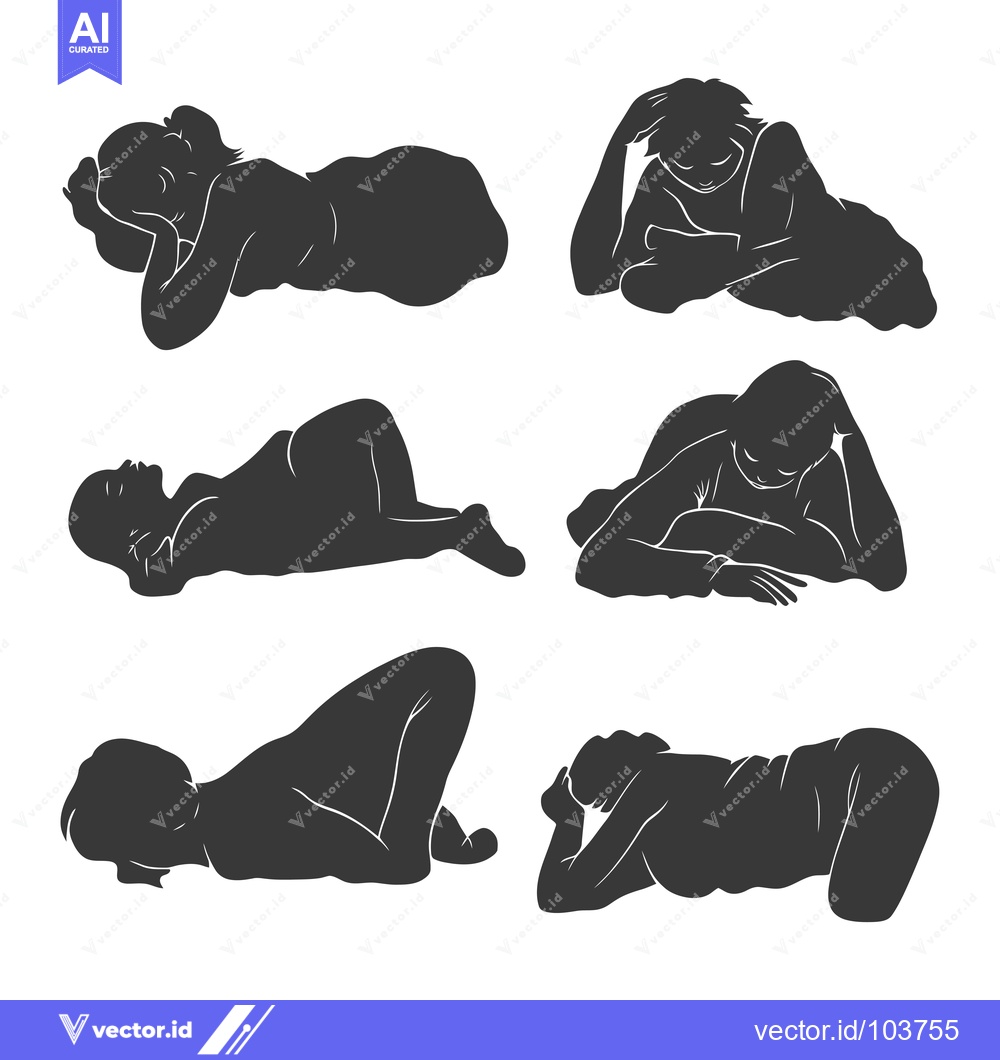 Premium Vector of Six Silhouettes of People Lying Down in Different Positions