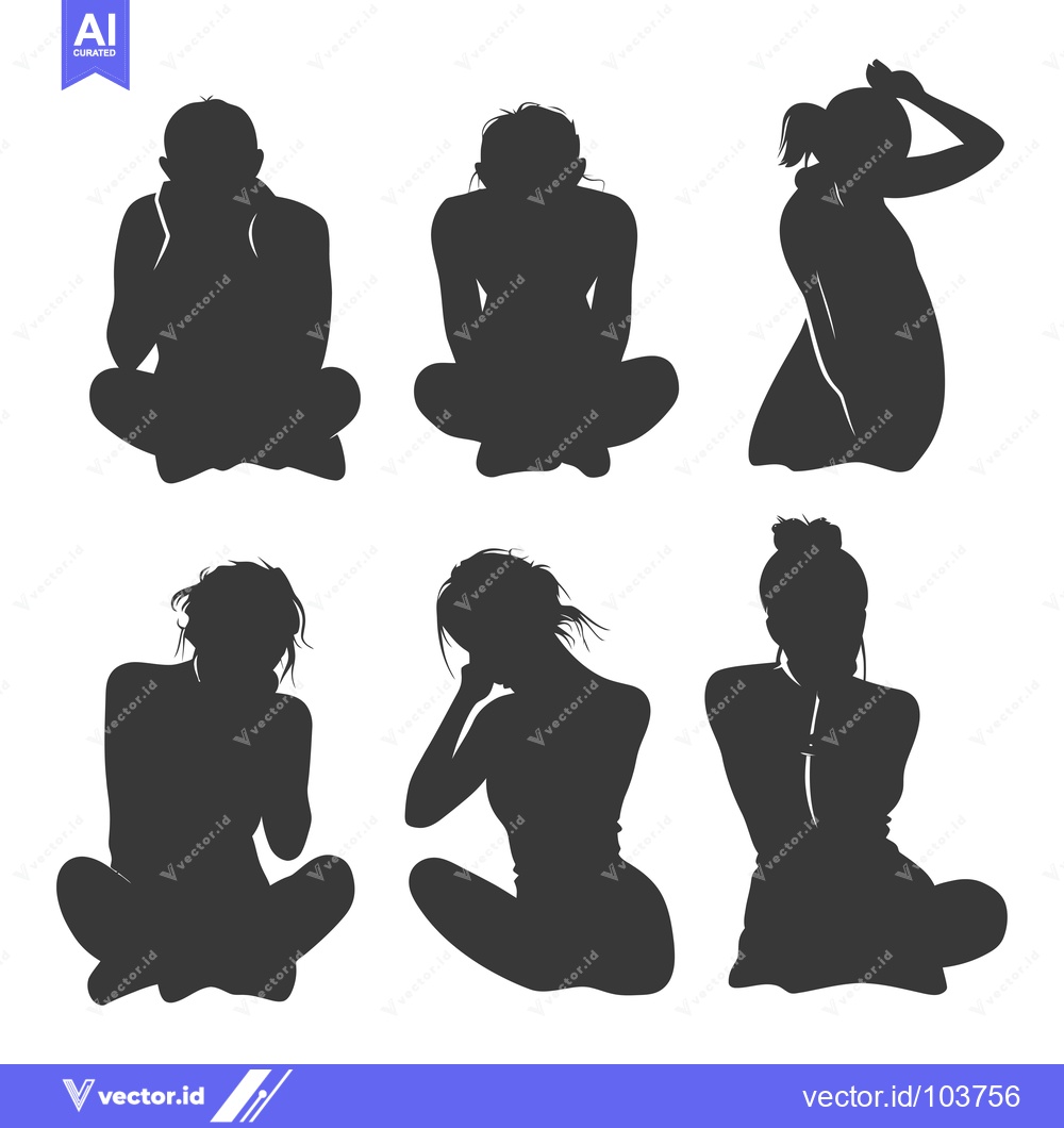 Premium Vector of Six Silhouettes of People Sitting in Thoughtful Poses
