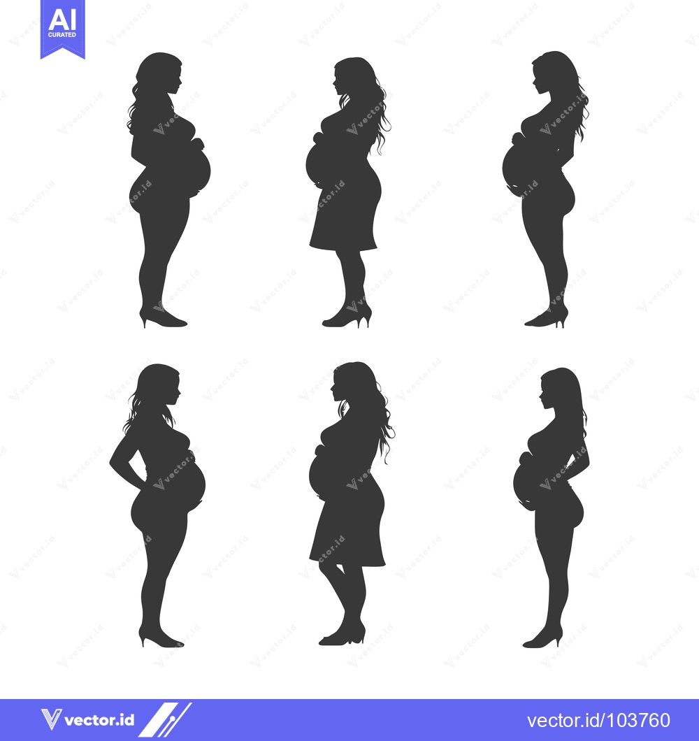Premium Vector dari Six Silhouettes of Pregnant Women in Different Stages