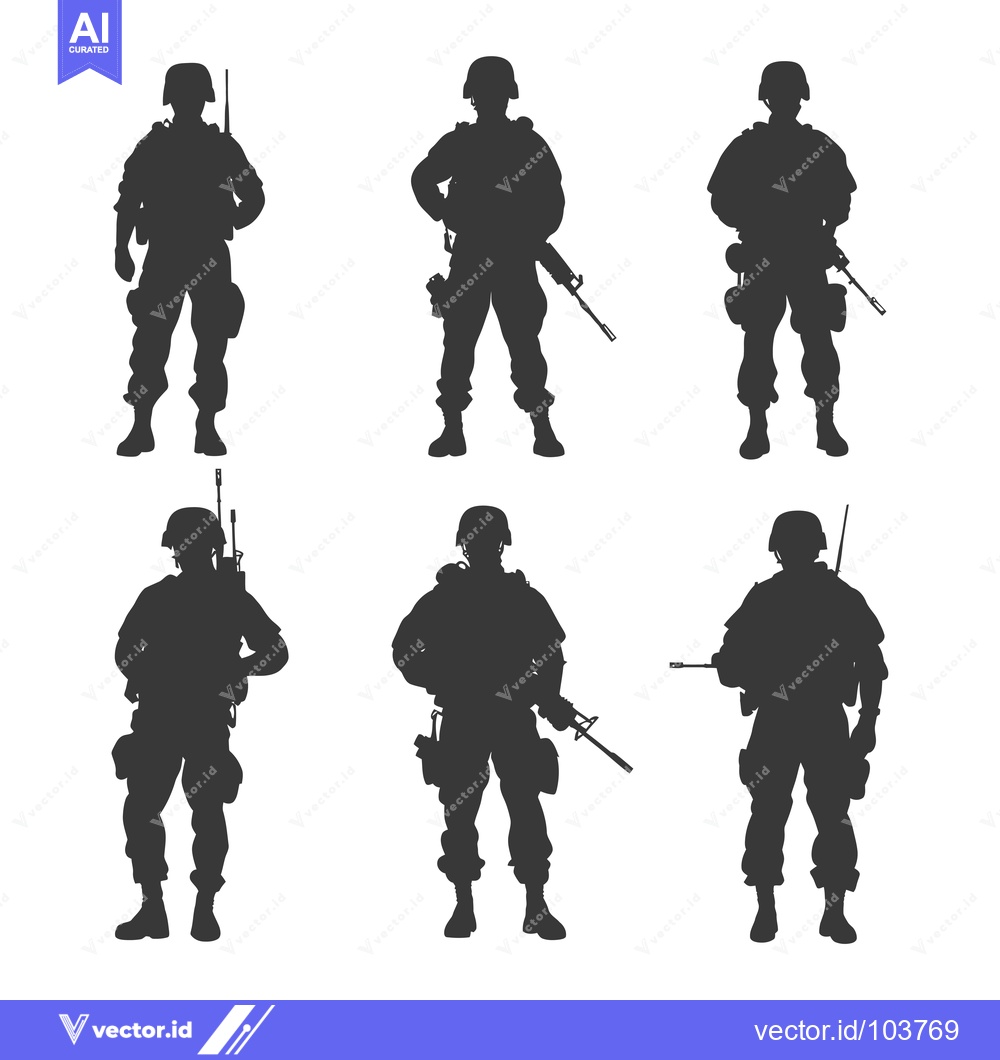 Premium Vector of Six Silhouettes of Soldiers in Combat Gear