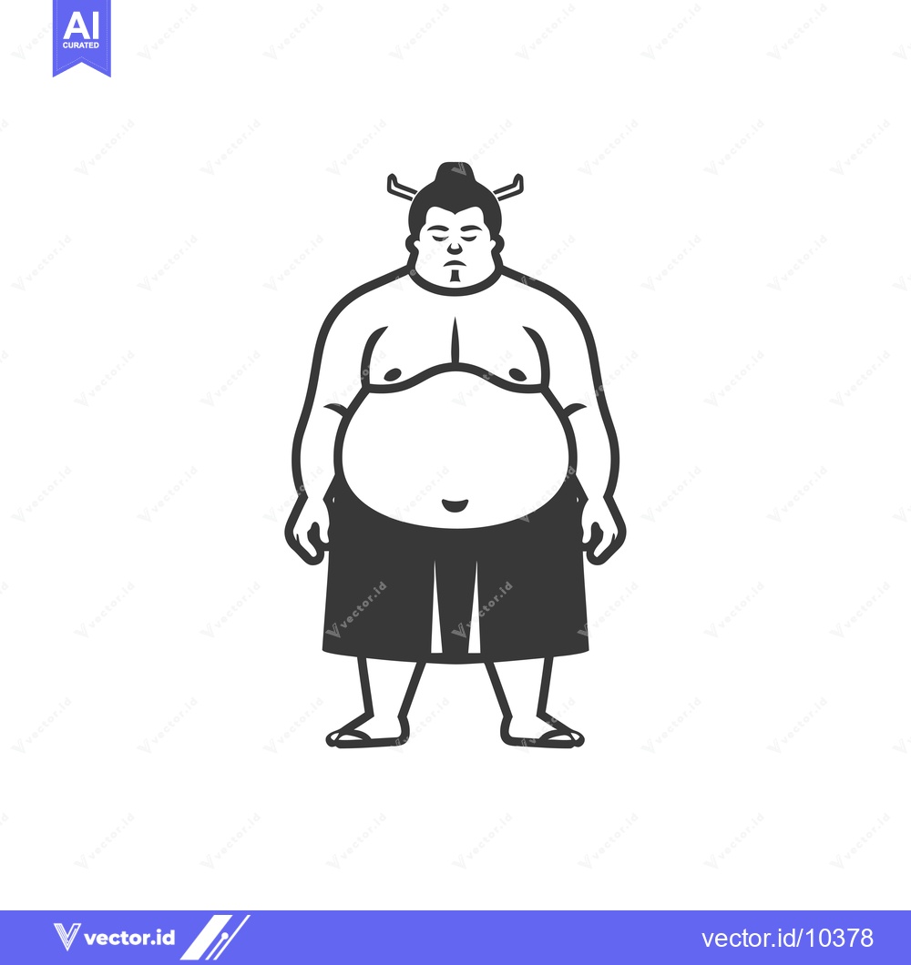 Premium Vector of A Black and White Illustration of a Sumo Wrestler in a Fighting Stance