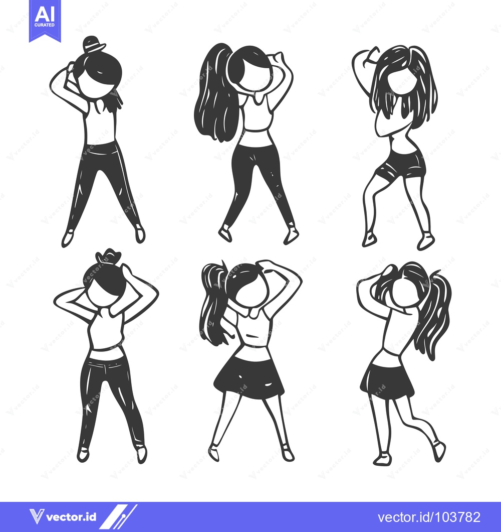 Premium Vector of Six Simple Line Drawings of Women with Various Hairstyles