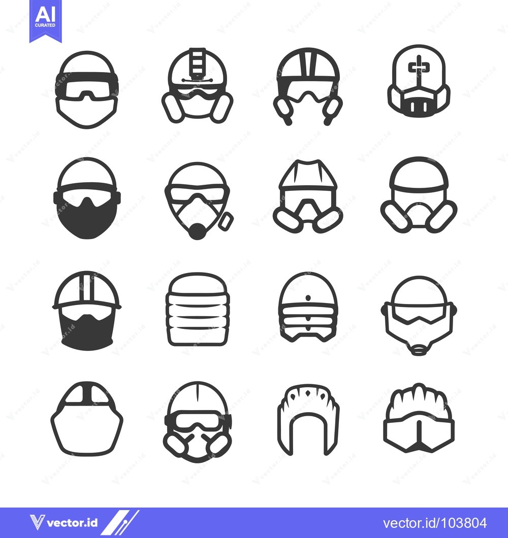 Premium Vector of Sixteen Black and White Illustrations of Different Types of Protective