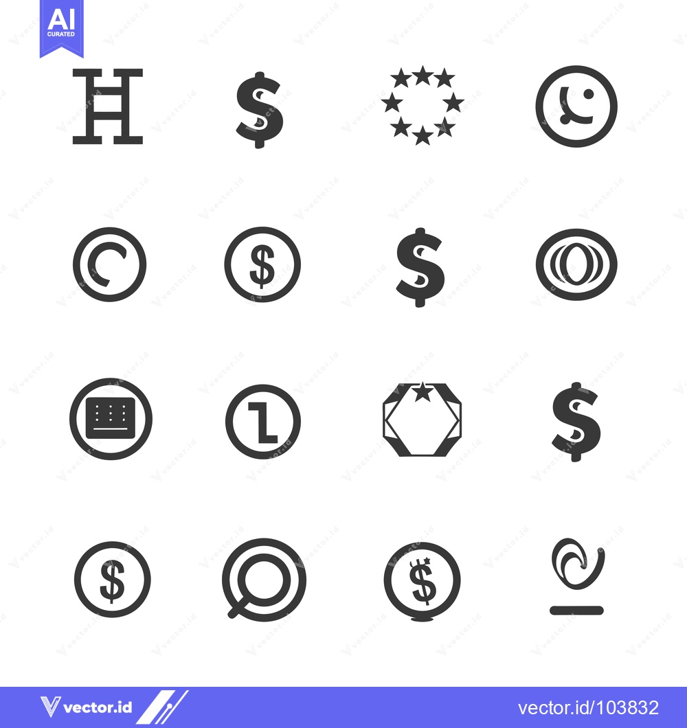 Premium Vector dari Sixteen Black and White Symbols in a Grid Pattern