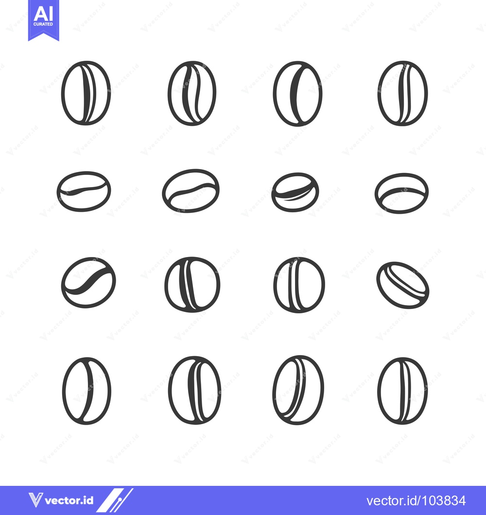 Premium Vector of Sixteen Black Outline Illustrations of Coffee Beans