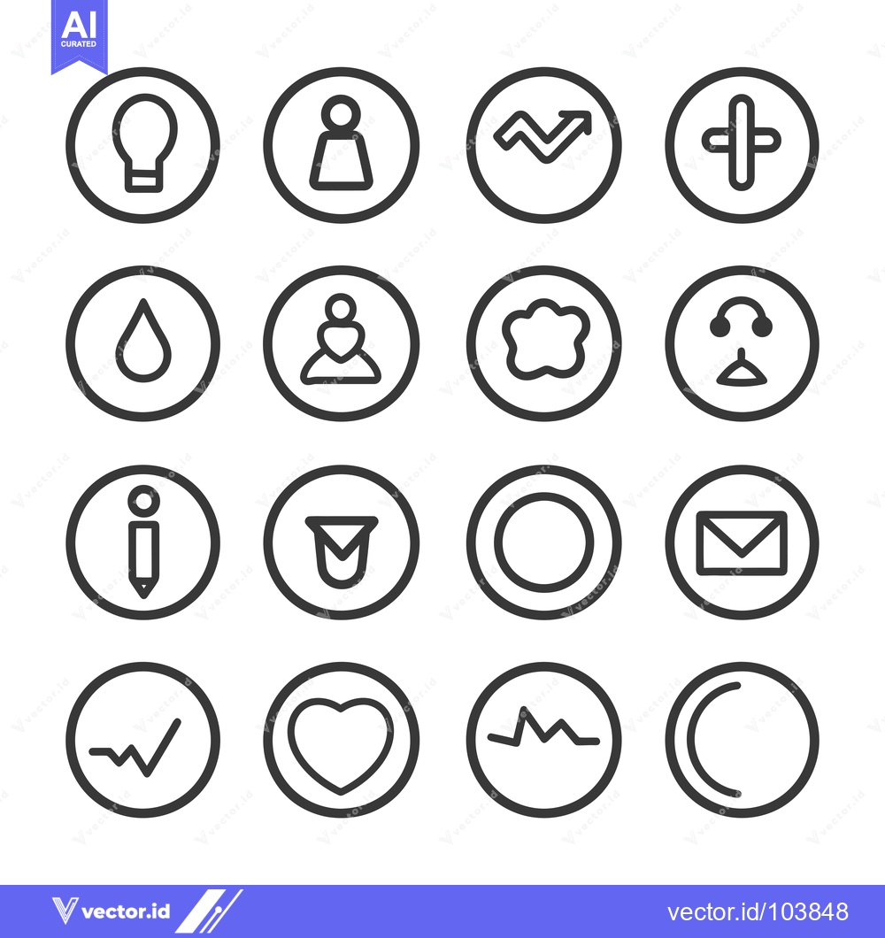 Premium Vector dari Sixteen Circular Icons Featuring Simple Line Drawings