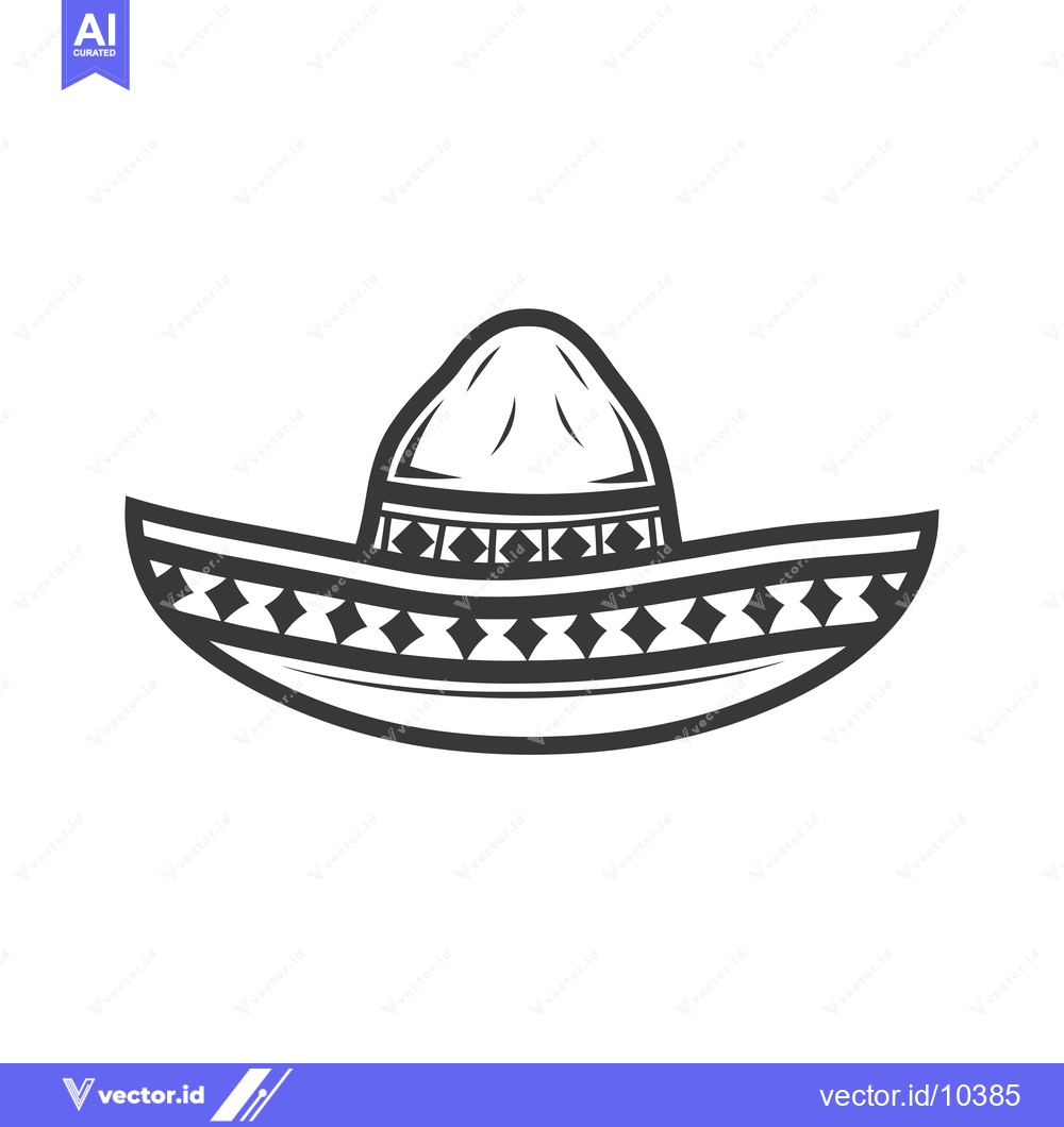 Premium Vector dari A Black and White Illustration of a Traditional Mexican Sombrero
