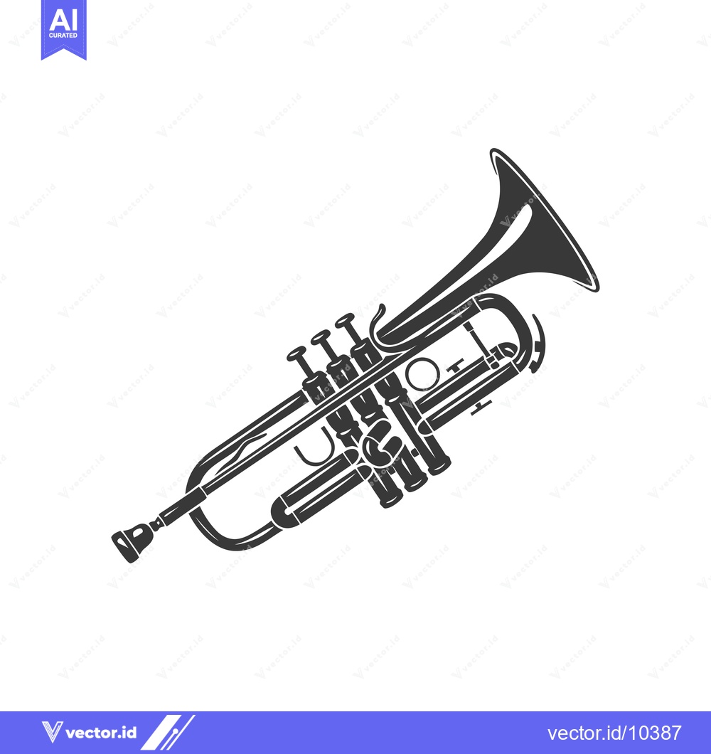 Premium Vector dari A Black and White Illustration of a Trumpet