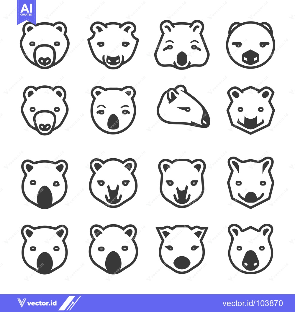 Premium Vector dari Sixteen Line Art Animal Heads with Various Expressions