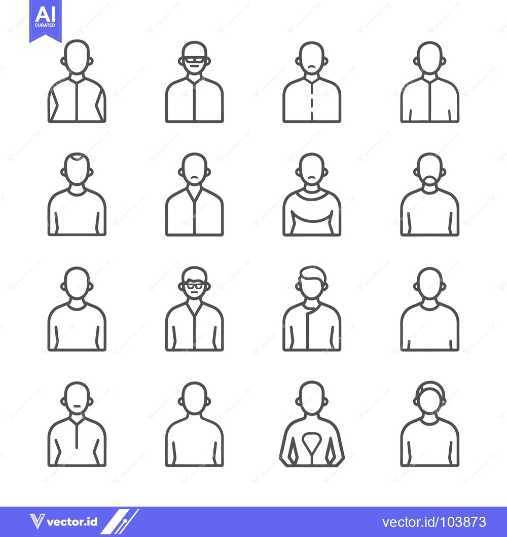 Premium Vector dari Sixteen Line Art Icons Depicting Different Male Personalities