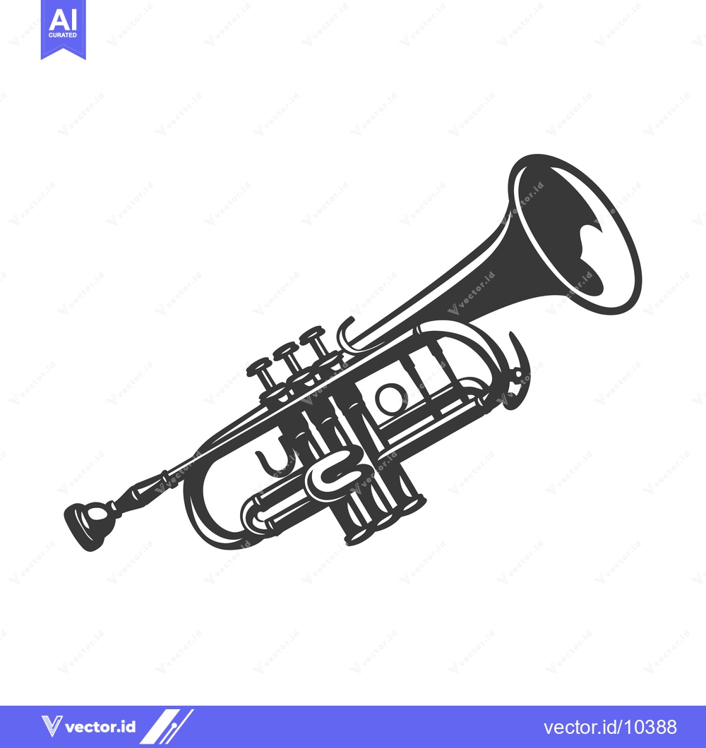 Premium Vector of A Black and White Illustration of a Trumpet