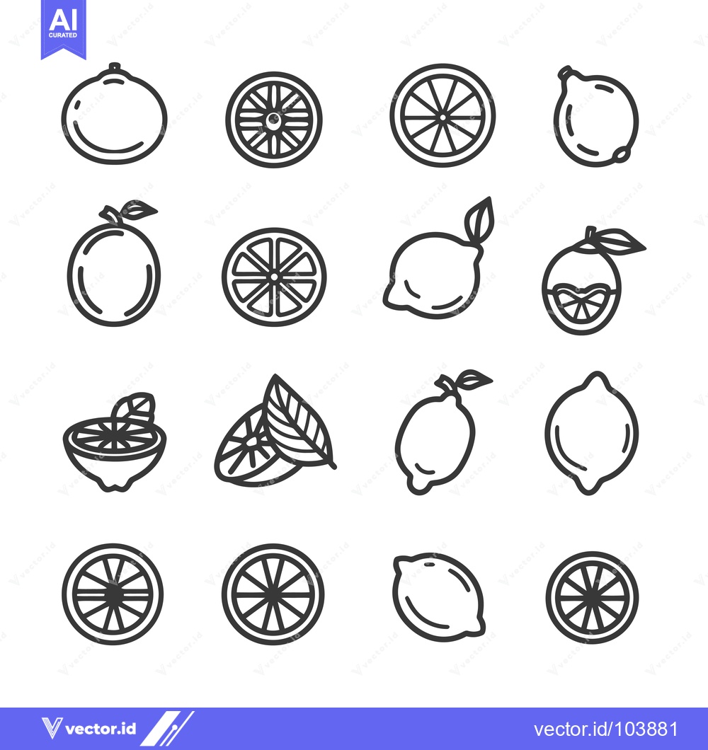 Premium Vector dari Sixteen Line Art Lemon Illustrations
