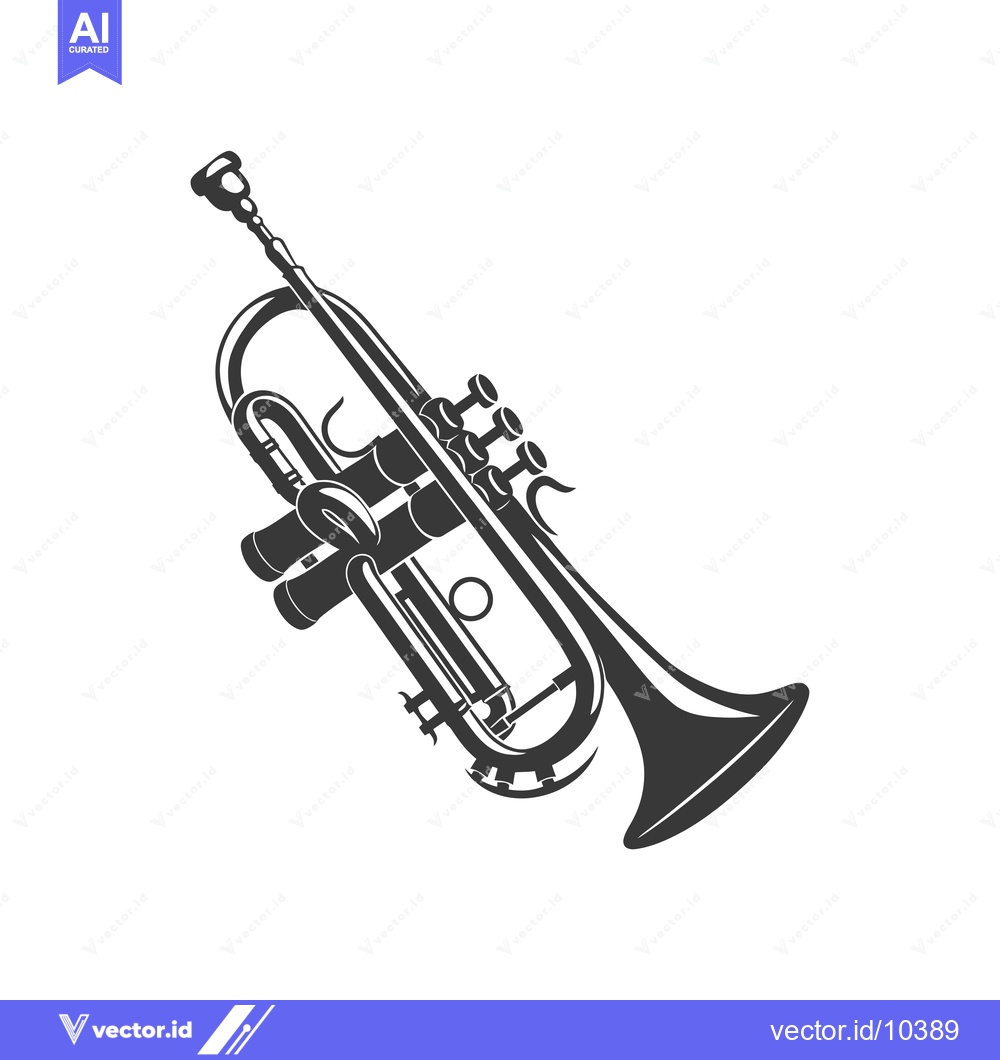 Premium Vector of A Black and White Illustration of a Trumpet
