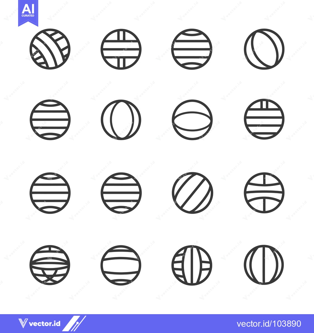 Premium Vector of Sixteen Line Drawings of Different Ball Types