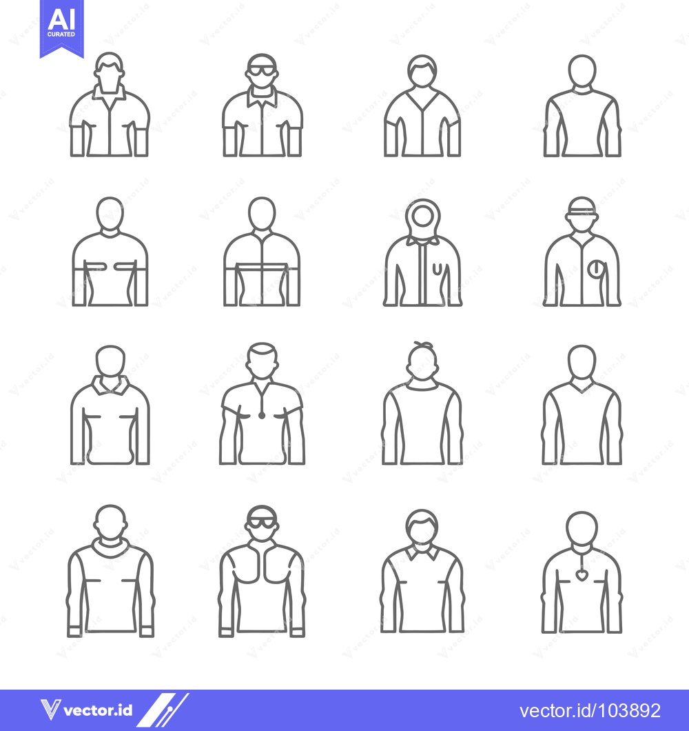 Premium Vector dari Sixteen Line Drawings of Men Wearing Various Styles of Clothing