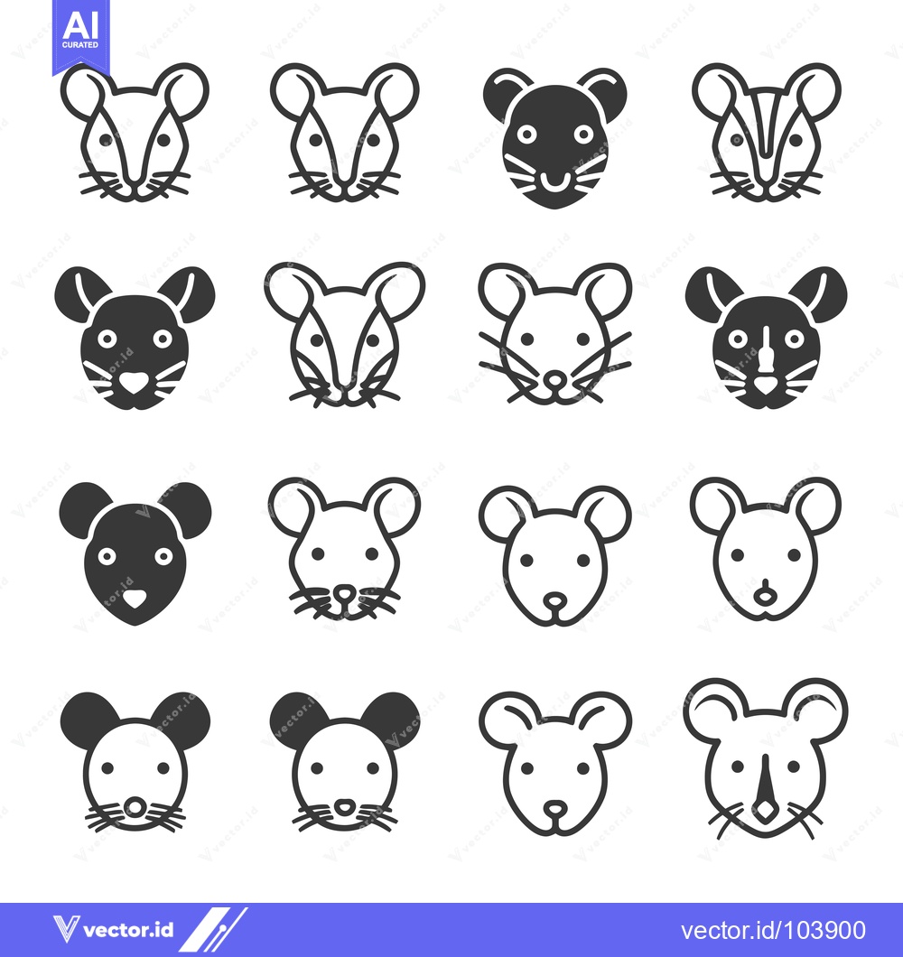 Premium Vector dari Sixteen Mouse Icons in Black and White, Outline and Filled Styles