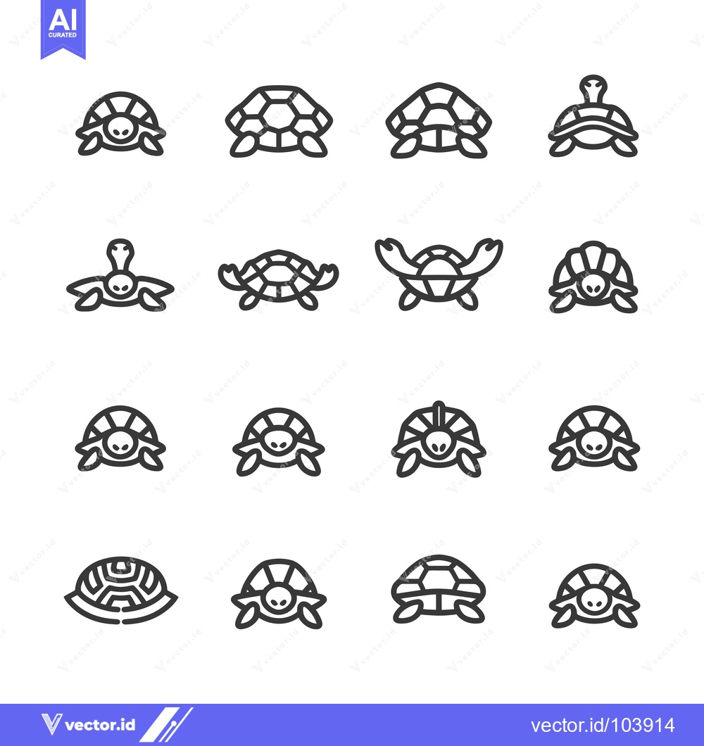Premium Vector of Sixteen Outline Drawings of Turtles and Tortoises