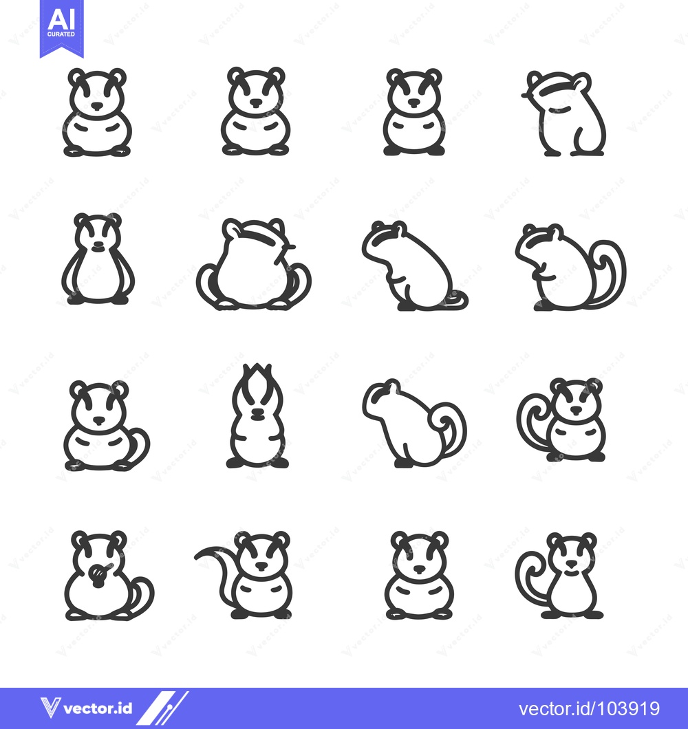 Premium Vector dari Sixteen Outline Illustrations of a Cartoon Squirrel in Different Poses