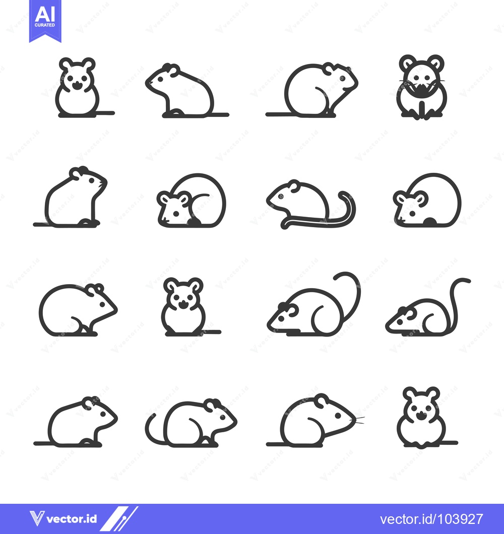 Premium Vector dari Sixteen Outline Illustrations of Mice in Various Poses