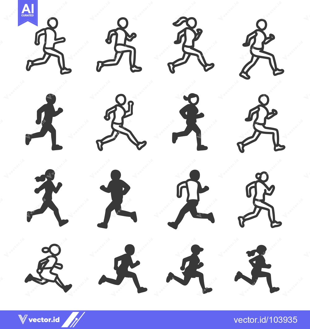 Premium Vector dari Sixteen Running Figures in Various Poses and Styles