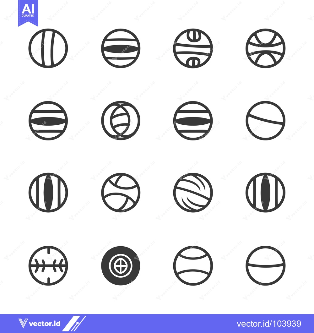 Premium Vector of Sixteen Simple Black and White Ball Icons