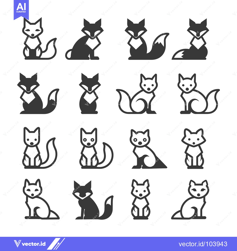Premium Vector dari Sixteen Simple Fox Icons with Various Styles and Positions