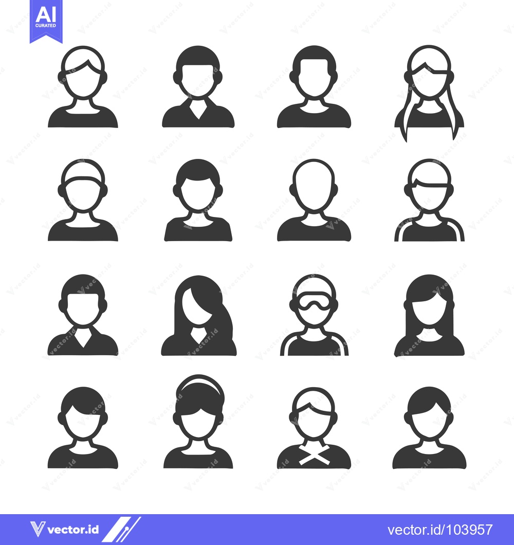 Premium Vector dari Sixteen Simple User Profile Icons with Different Hairstyles