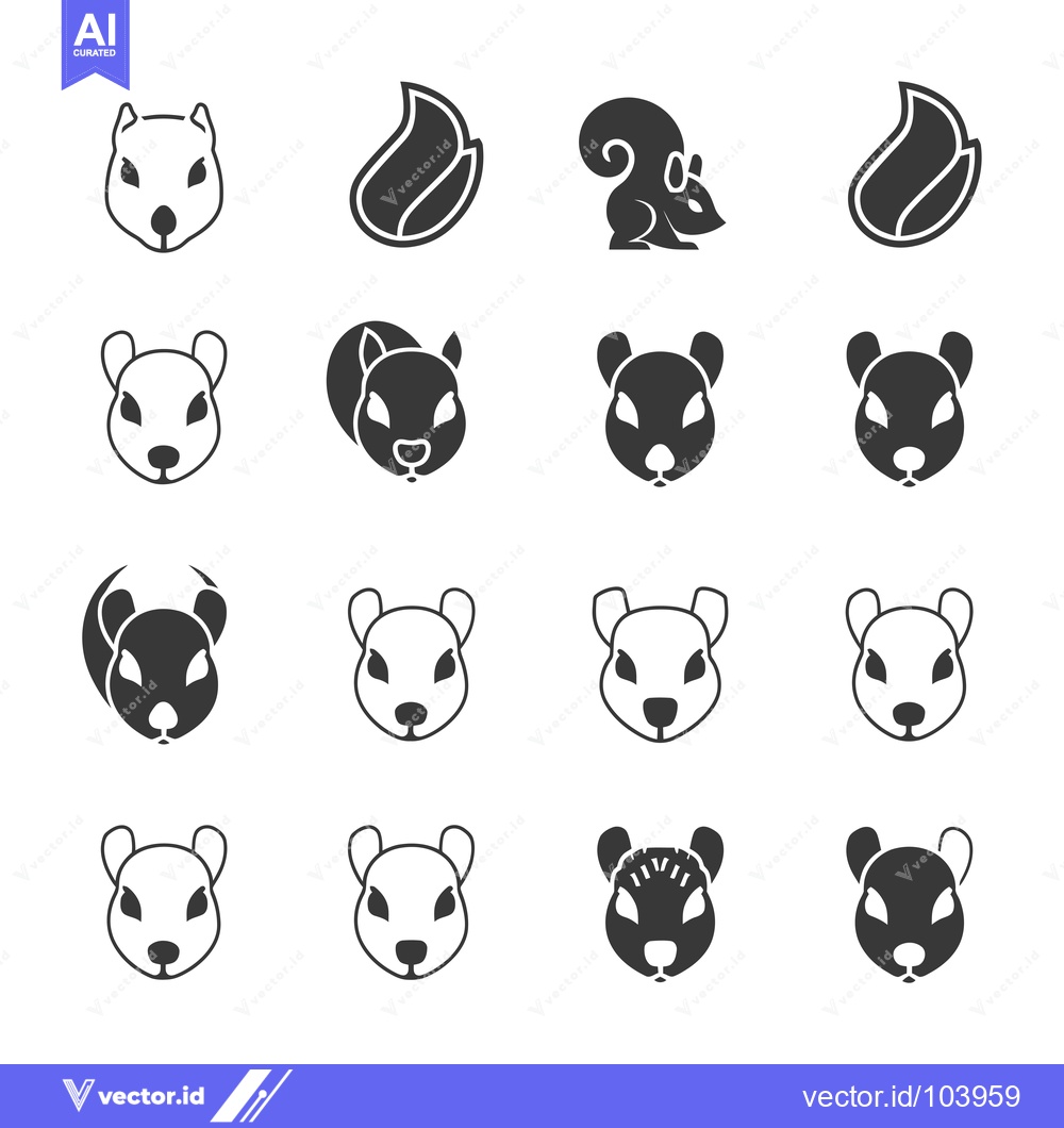 Premium Vector of Sixteen Squirrel Icons in Different Styles