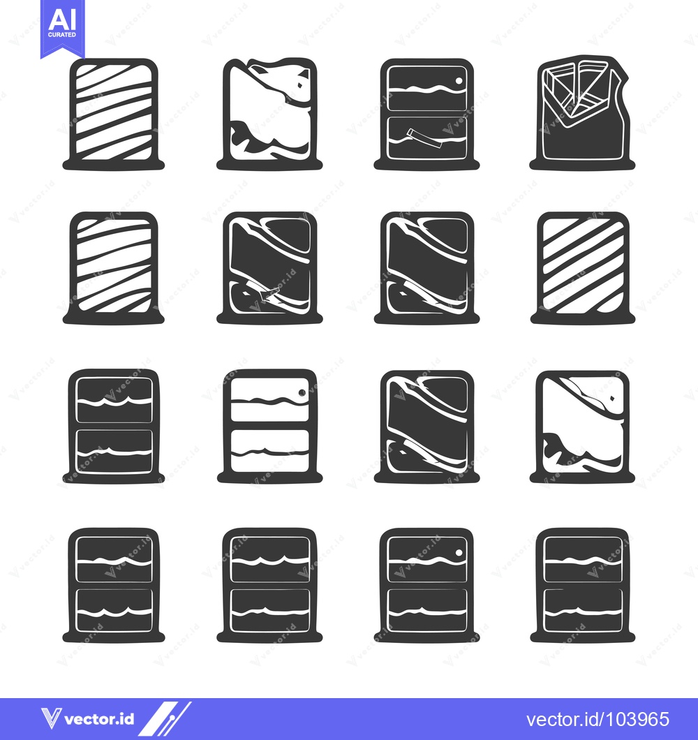 Premium Vector dari Sixteen Unique Black and White Graphical Representations of a Refriger