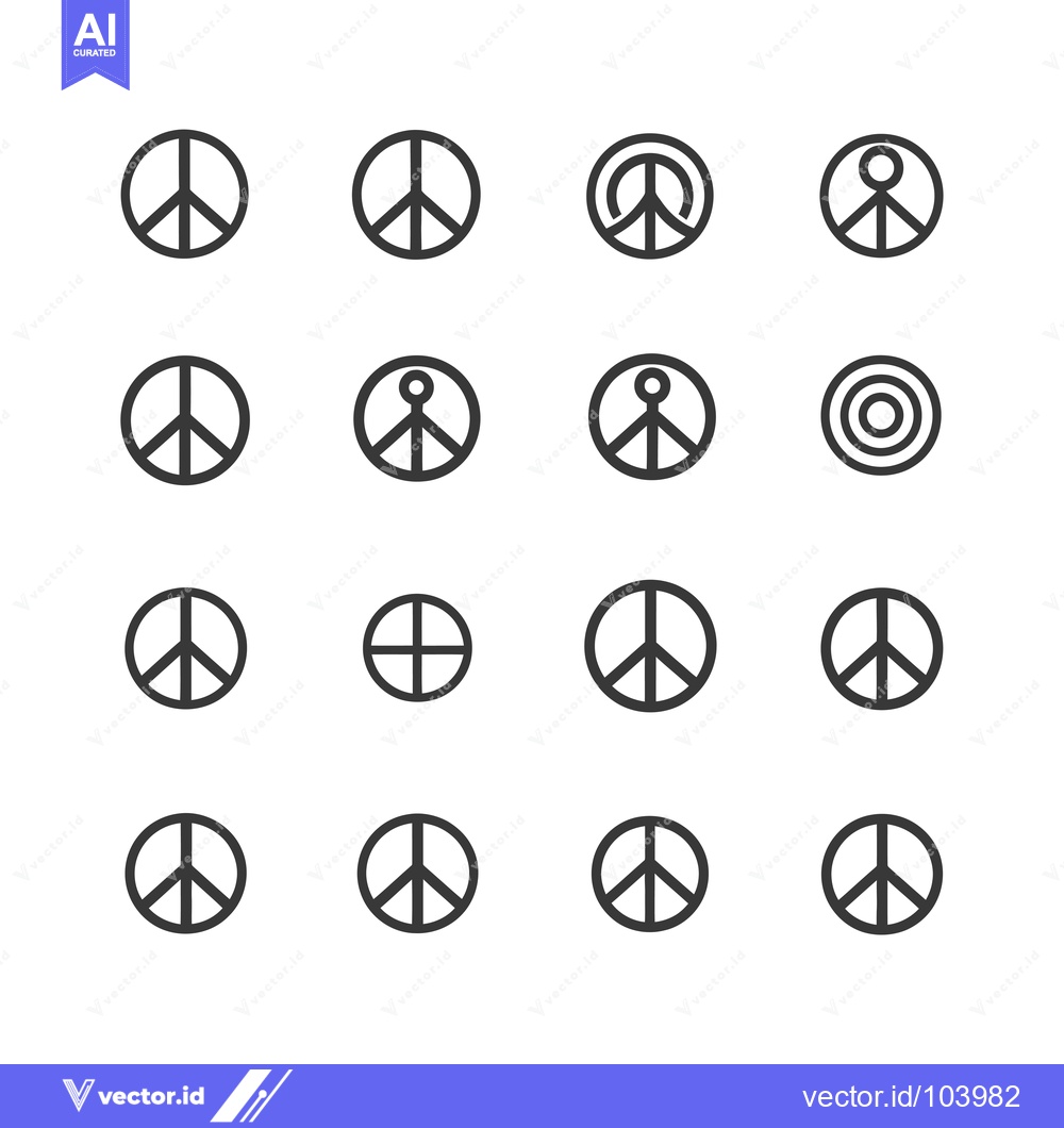 Premium Vector dari Sixteen Variations of the Peace Sign Symbol